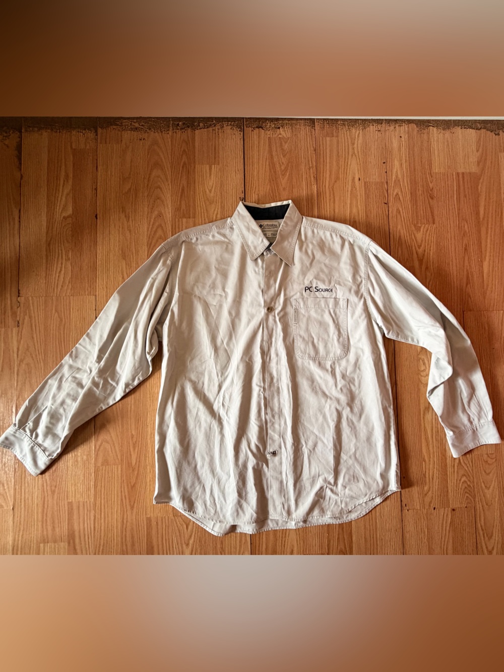Columbia long sleeve shirt 100% Cotton With Embroidery PC Source In Beige,sizeL